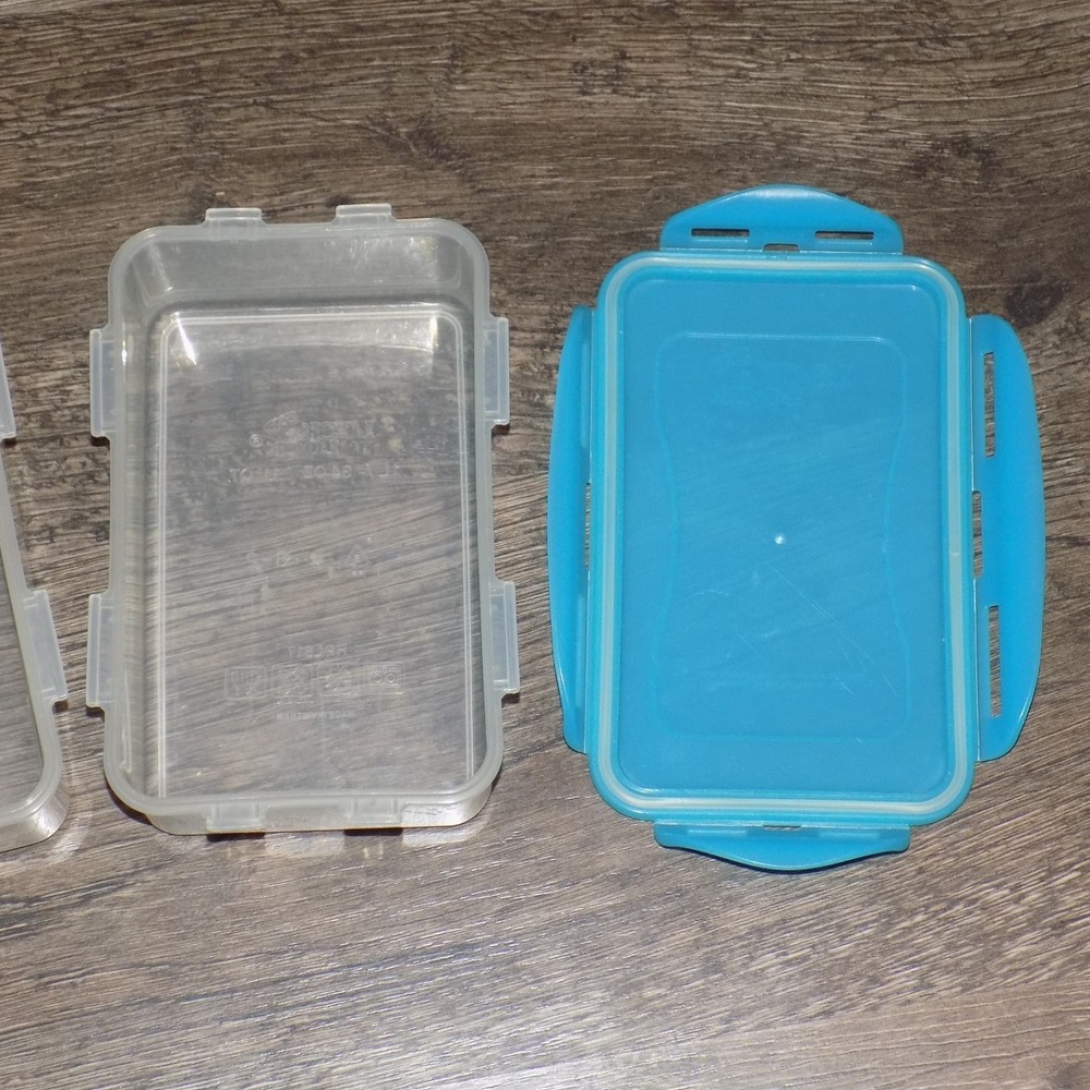 Lock & Lock Food Storage Containers 2pc 1L 34oz Blue Rectangular - Picture 7 of 8